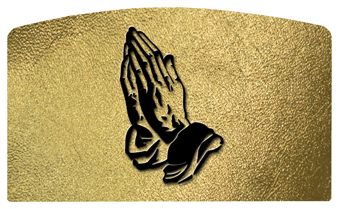 DACRO 516 BK SH GD Black Praying Hands Shimmer Gold Background